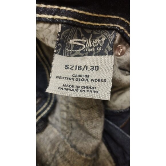 Silver Jeans Suki Bootcut Womens Sz 16x30 Embellished Sequin Pocket Denim Bling - Picture 4 of 4